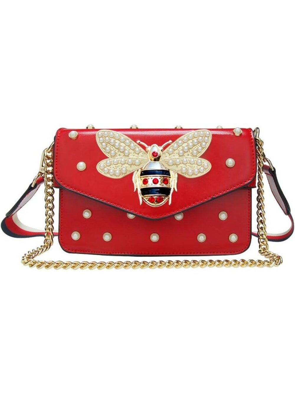 Chic Crossbody Bee Purse with Pearl Detail - Stylish Handbag for Women